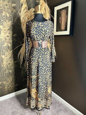 Chico's Cheetah-Print Boatneck Column animal print and maxi dress